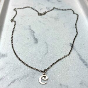 James Avery Sterling Script Initial ‘C’ Sterling Silver 925 Chain & Pendant